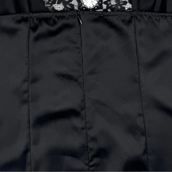 MY STYLE MODE Black Lace Trim Satin Mini Dress - Picture 4 of 9